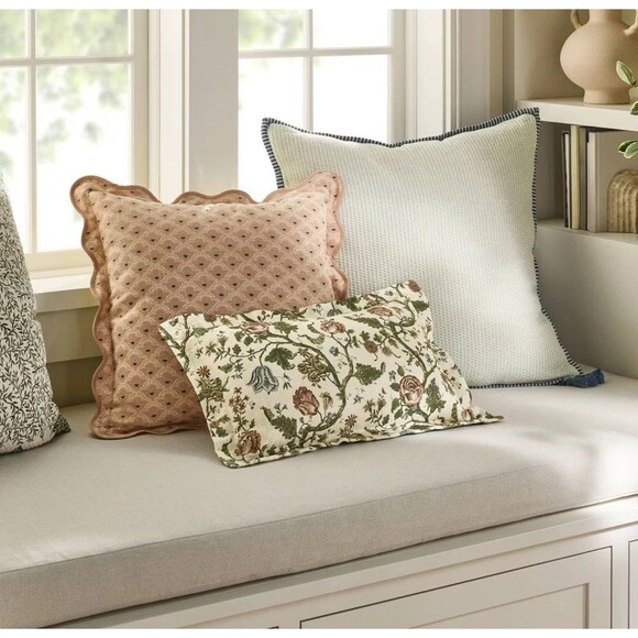 Oversized Square Cotton Linen Texture with Tassel Cream or Blue - Threshold - Picture 2 of 6